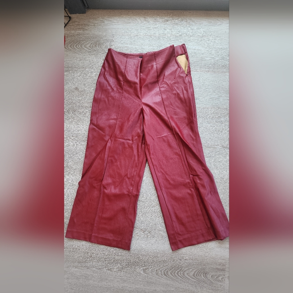 Faux-leather Boot Cut Pants